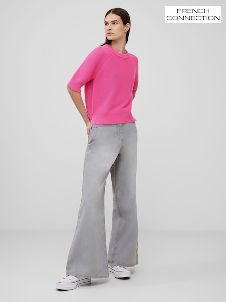 French Connection Pink 100% Cotton Short Sleeve Lily Mozart Jumper (192808) | €27