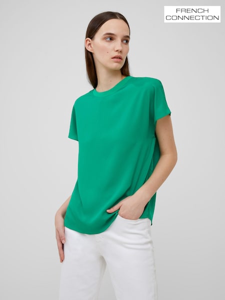 Verde - Top subțire din crep Tricou la baza gâtului French Connection (192810) | 163 LEI