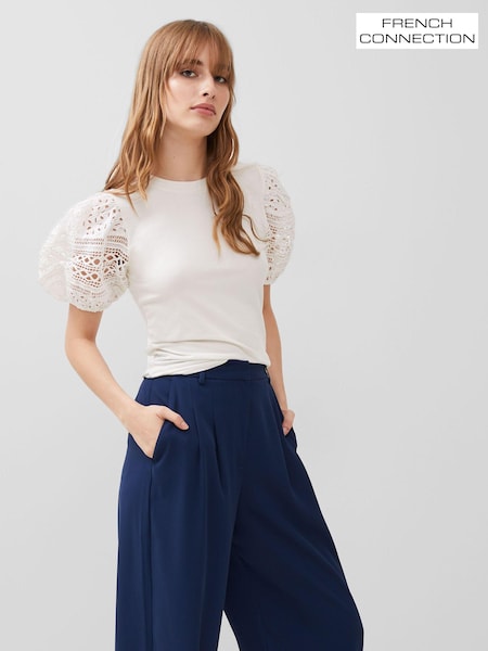 French Connection White Broiderie Rosana Anges T-Shirt (193064) | €27