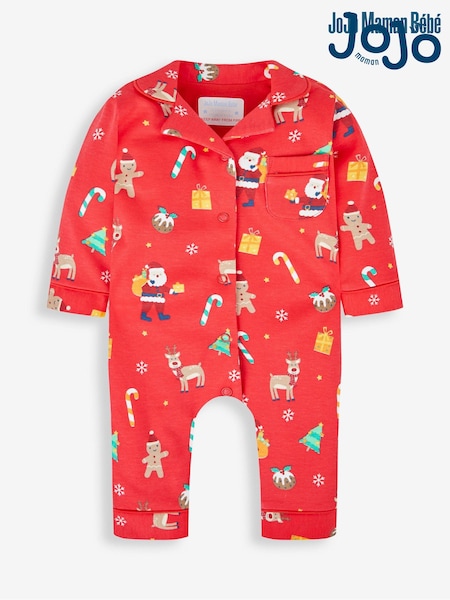 JoJo Maman Bébé Red Kids' Christmas All-In-One Pyjamas (193133) | €35