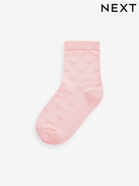 Pink - 2 Pack Cotton Rich Heart Texture Ankle Socks (193213) | 2 € - 4 €