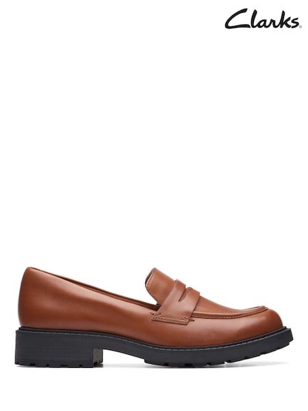 Clarks Brown Standard Fit (D) Leather Orinoco Penny Loafer Shoes (193413) | €37