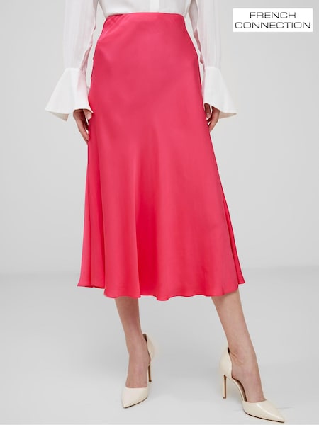 French Connection Pink Satin Ennis Midaxi Slip Skirt (193714) | €56