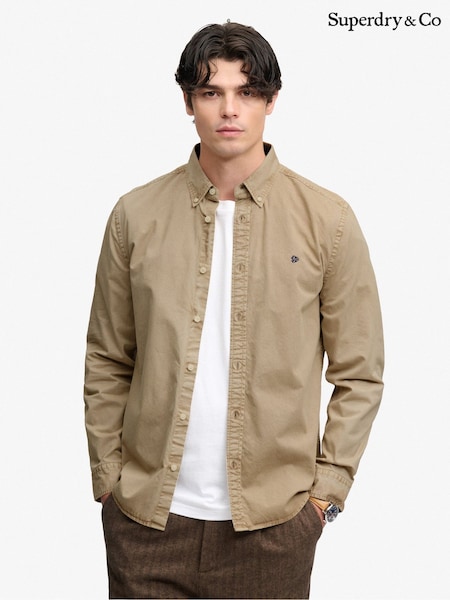 Naturlig - Regular Superdry Garment Dyed Long Sleeve Shirt