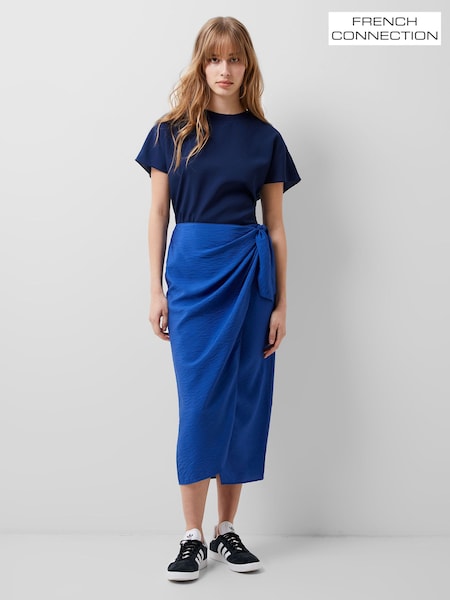French Connection Blue Faron Drape Skirt (193880) | ₪297