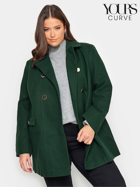 Yours Curve Green Collared Peacoat (193902) | €48