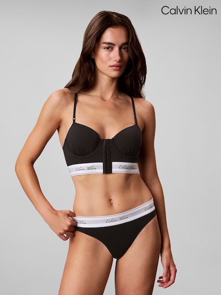 أسود - Calvin Klein Bralette Icon Cotton Modal