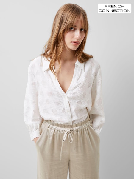 French Connection White Jacquard Freya Shirt (193983) | 195 QAR
