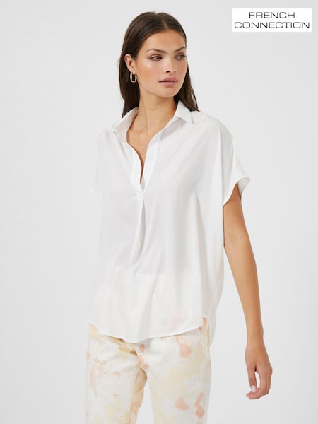 French Connection White Crepe Light Sleeveless Popover Shirt (194105) | 2,103 UAH