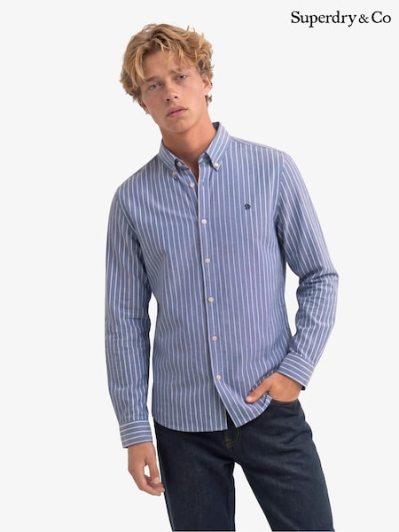 Albastru - Regular Superdry Preppy Oxford Long Sleeve Shirt