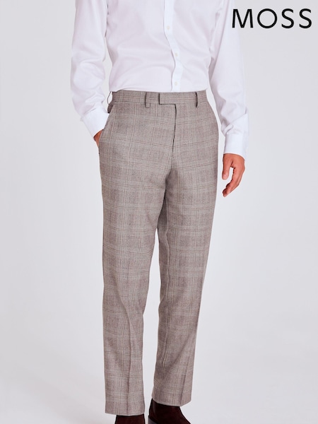 MOSS Natural Regular Fit Performance Check Trousers (194482) | €54