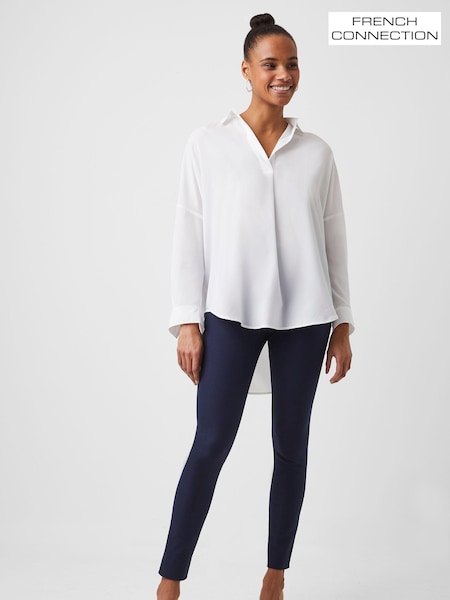 Alb - French Connection Rhodes Crepe Popover Blouse (194563) | 290 LEI