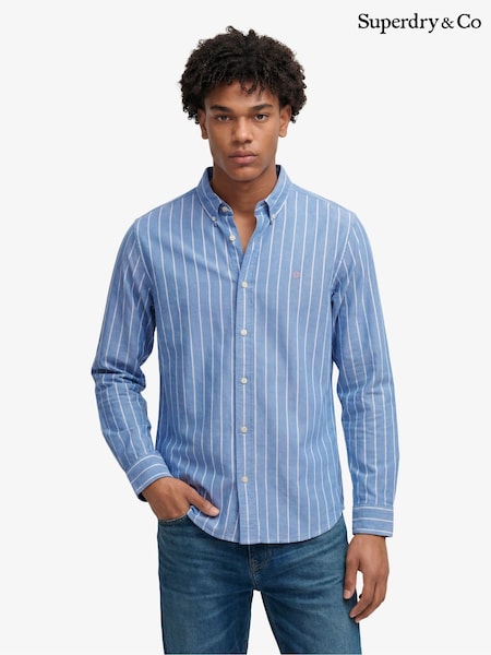 Plavo - Regular Superdry Preppy Oxford Long Sleeve Shirt