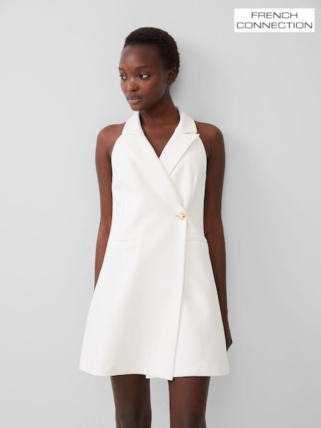 French Connection White Whisper Halter Blazer Dress (194583) | €150