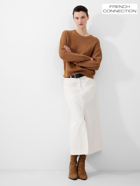 French Connection Cream 100% Cotton Denver Midaxi Skirt (194607) | €80