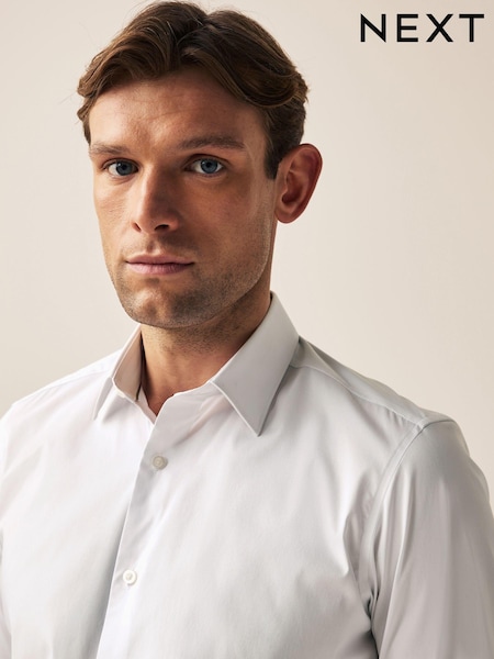 White Slim Fit Four Way Stretch Shirt (194611) | €8