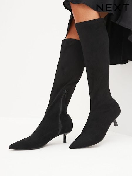Black Forever Comfort® Knee High Stretch Sock Heel Boots (194635) | €43.50