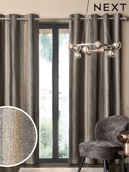 Black/Bronze Gold Metallic Stripe Eyelet Lined Curtains (194731) | $101 - $303