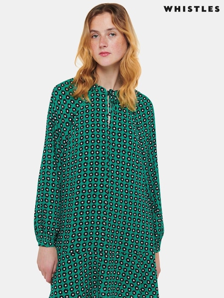 Whistles Green Floral Dot Flippy Dress (195140) | 106 €