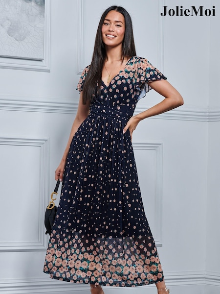 Jolie Moi Blue Mably Mirror Print Maxi Mesh Dress (195369) | €60