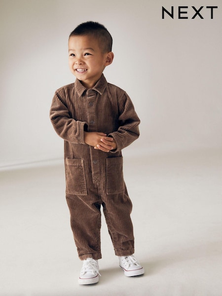 Soft Brown Corduroy 100% Cotton Boilersuit (3mths-5yrs) (195397) | AED22 - AED24
