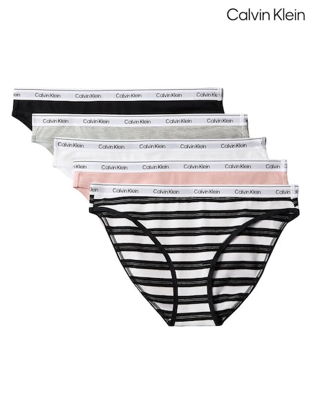 Negro - Calvin Klein Bajo Rise Bikini Briefs 5 Pack Icon Logo