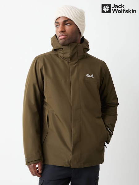 Green - Regular Jack Wolfskin Stonelite 3-in-1 Waterproof Jacket