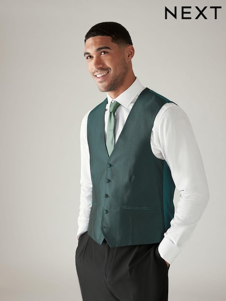 Forest Green Textured Silk Waistcoat (196025) | €59
