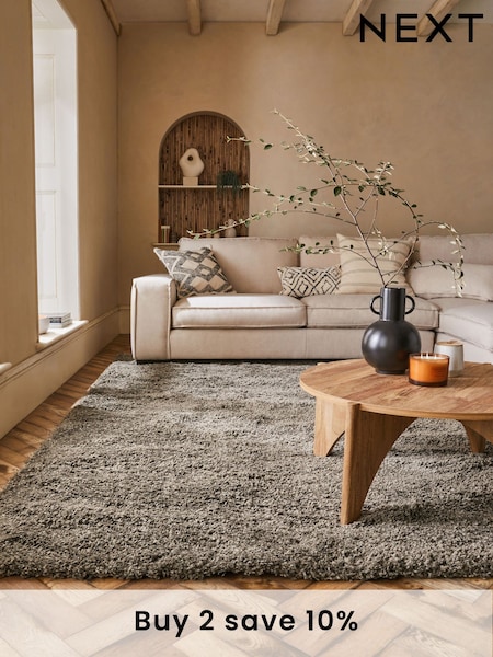 Mink Brown Dark Natural Premium Cosy Shaggy Rug (196085) | €33 - €444
