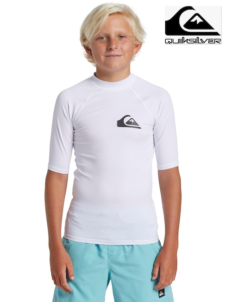 Quiksilver White Boys Youth Short Sleeve UPF50 Rash Vest (196211) | €31