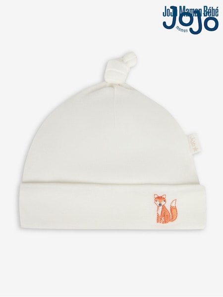 JoJo Maman Bébé Cream Fox Embroidered Cotton Baby Hat (196247) | €8