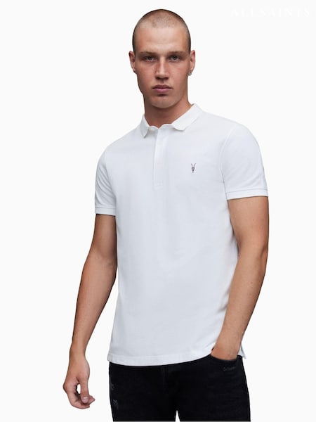 AllSaints White Reform Polo Shirt (196396) | 341 QAR
