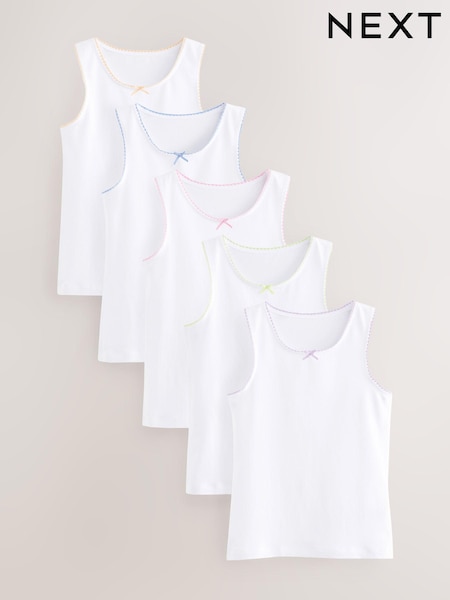 Weiß - Heart Lace Trim Vests 5 Pack (1.5-16yrs) (196598) | 9 € - 14 €