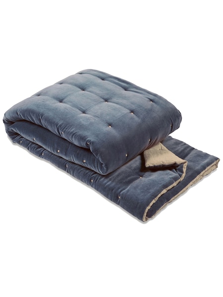 Christy Ink Blue Jaipur Smooth Velvet Quilted Cotton Throw (196650) | €212