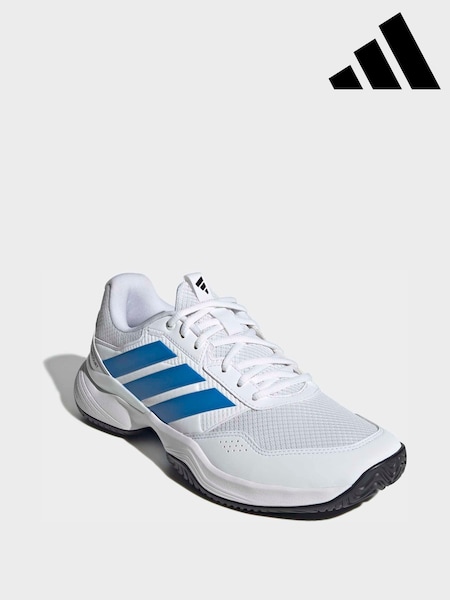White/Blue - Regular Adidas Gamecourt 3 All Court Tennis Shoes