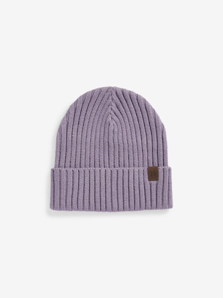 Mauve Purple Knitted Rib Beanie Hat (1-16yrs) (196707) | €1.50 - €5