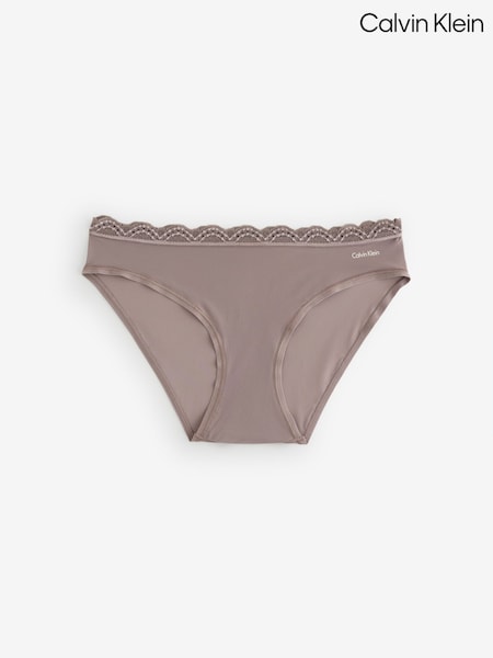 Grey - Calvin Klein Bikini Briefs Micro Stretch With Lace