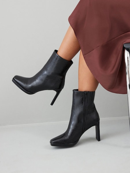 Black Forever Comfort® Squared Toe Ankle Heeled Boots (197600) | € 19