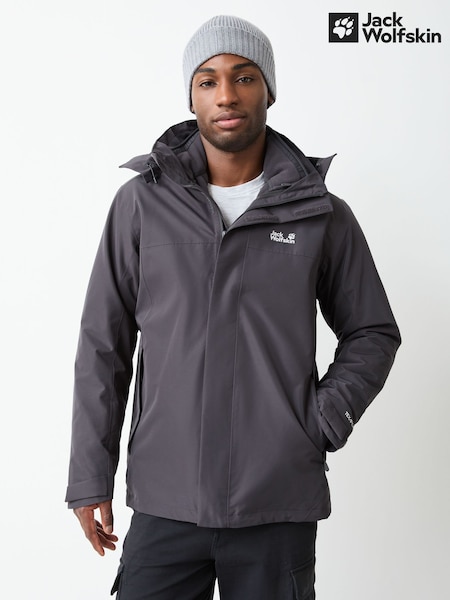 Black - Regular Jack Wolfskin Stonelite 3-in-1 Waterproof Jacket