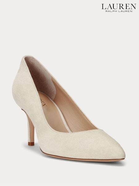 Bej - Lauren Ralph Lauren Camel Lanette Suede Pantofi cu toc jos și înalt (197607) | 581 LEI
