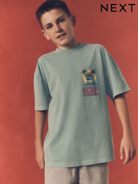 modra Skull Back potisk; vzorec - Relaxed Fit 100% Cotton Washed Short Sleeve T-Shirt (3-16yrs) (197637) | € 7 - € 10
