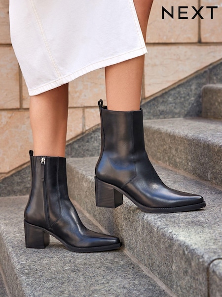 Black Forever Comfort® Point Toe Heeled Ankle Boots (197695) | €28