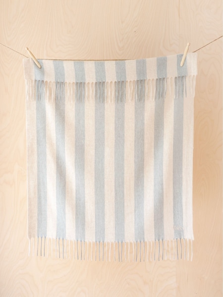 Tbco Oatmeal & Grey Stripe Lambswool Baby Blanket