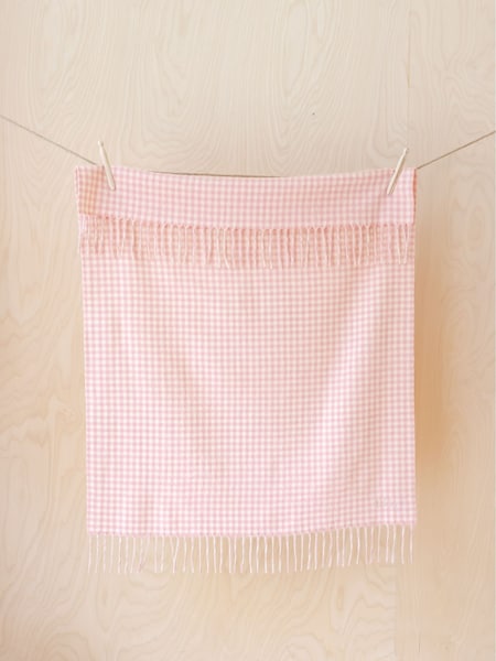 Tbco Pink Gingham Lambswool Baby Blanket