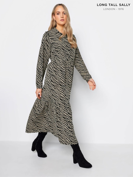Long Tall Sally Black Zebra Print Tiered Maxi Dress (197864) | $59