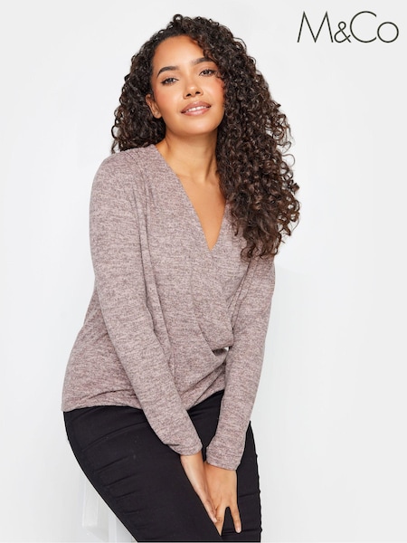 M&Co Pink Long Sleeve Wrap Jumper (197882) | €10