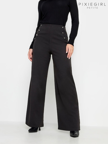 Schwarz/Chrom - PixieGirl Petite Hose mit weitem Bein mit Knopfleiste (197883) | 52 €