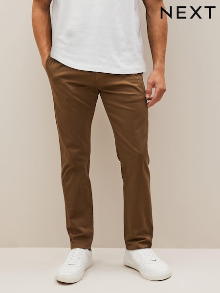 Tan Brown Slim Fit Premium Laundered Stretch Chinos Trousers (197890) | €6