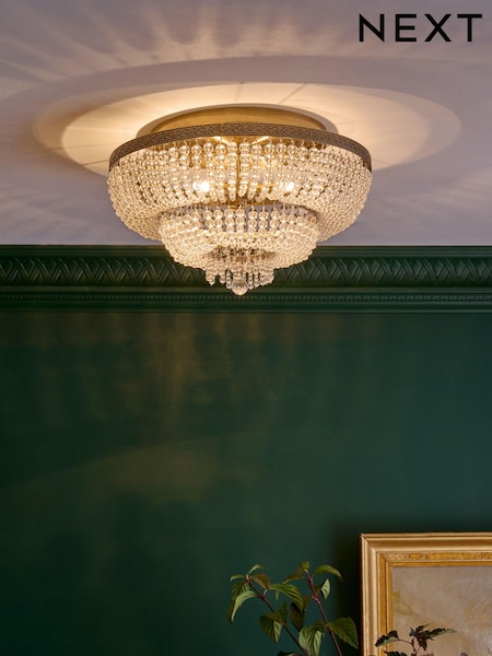Brass Bamburgh 3 Light Flush Fitting Ceiling Light (198012) | €198
