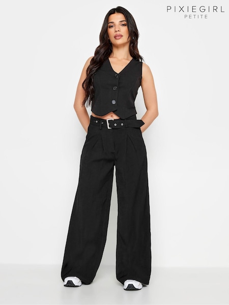 PixieGirl Petite Black Wide Leg Belted Trousers (198103) | €49